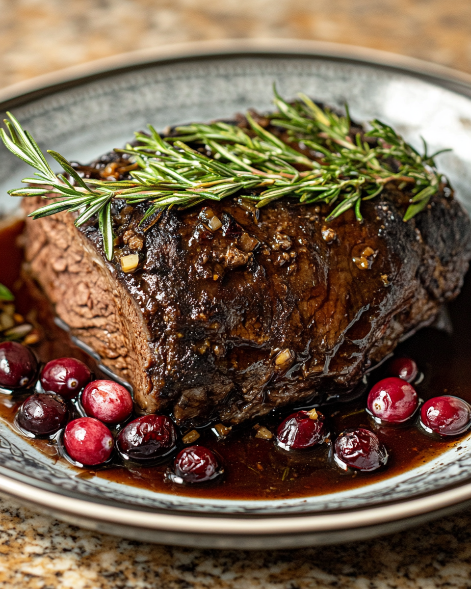 Viral Slow Braised Beef Roast with Cranberry Balsamic Glaze Fall Comfort Classic